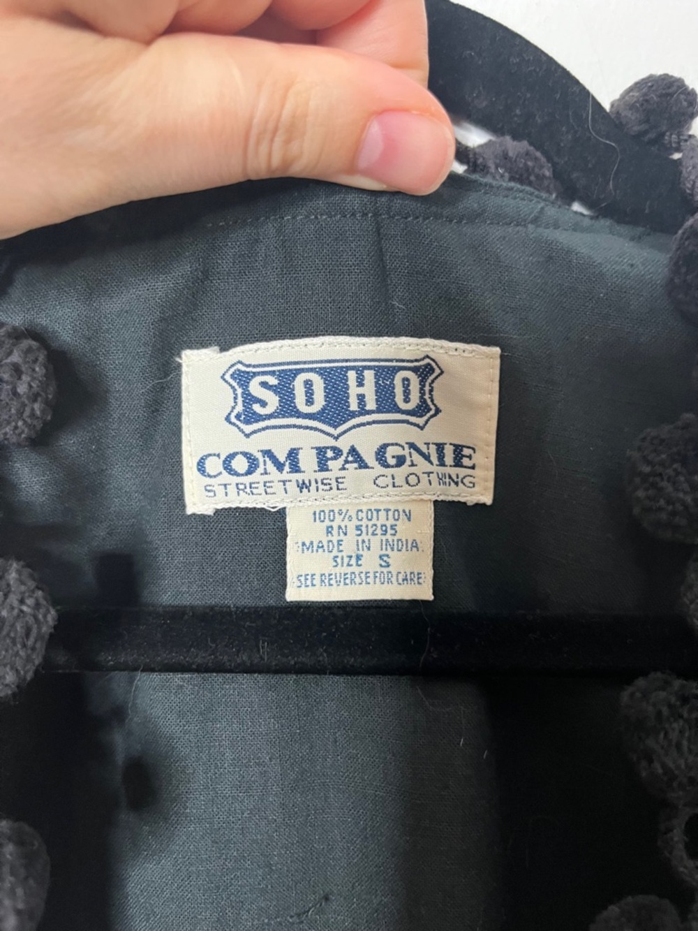 Soho Compagnie Embroidered Applique Elephant Pom-Pom Vest - Multicolor on Black - Picture 4 of 4